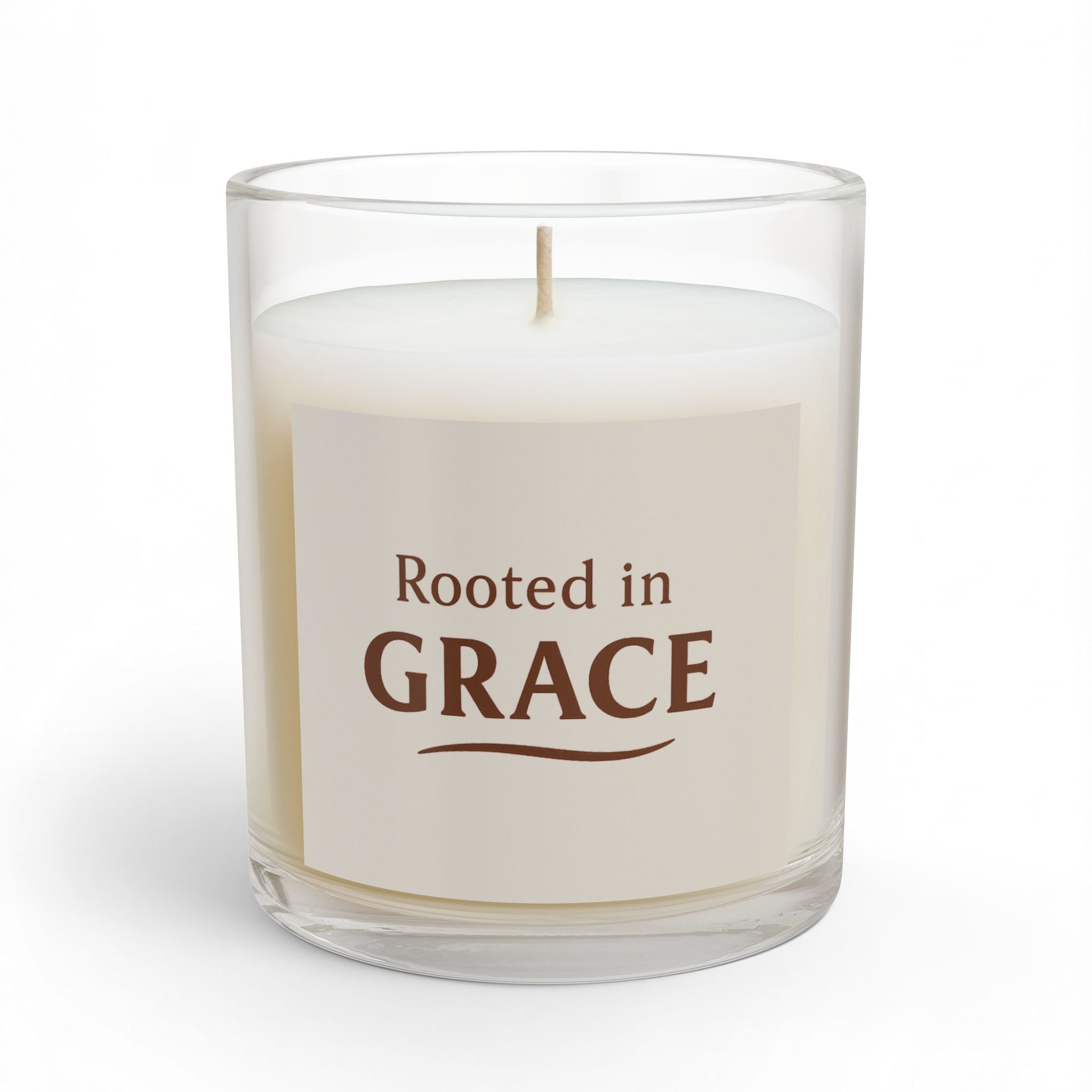 Rooted in Grace Glass Candle — 11 oz Inspirational Scented Candle - Warm Ivory