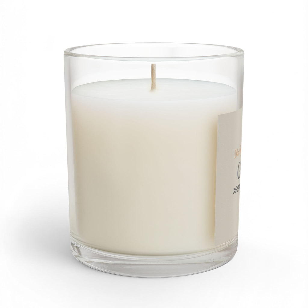 Grace Inspirational Glass Candle — "Not by strength, but by GRACE" (11 oz) - Warm Stone