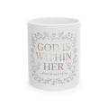 God Is Within Her Mug — Psalm 46:5 Floral Ceramic Coffee Cup (11oz & 15oz)