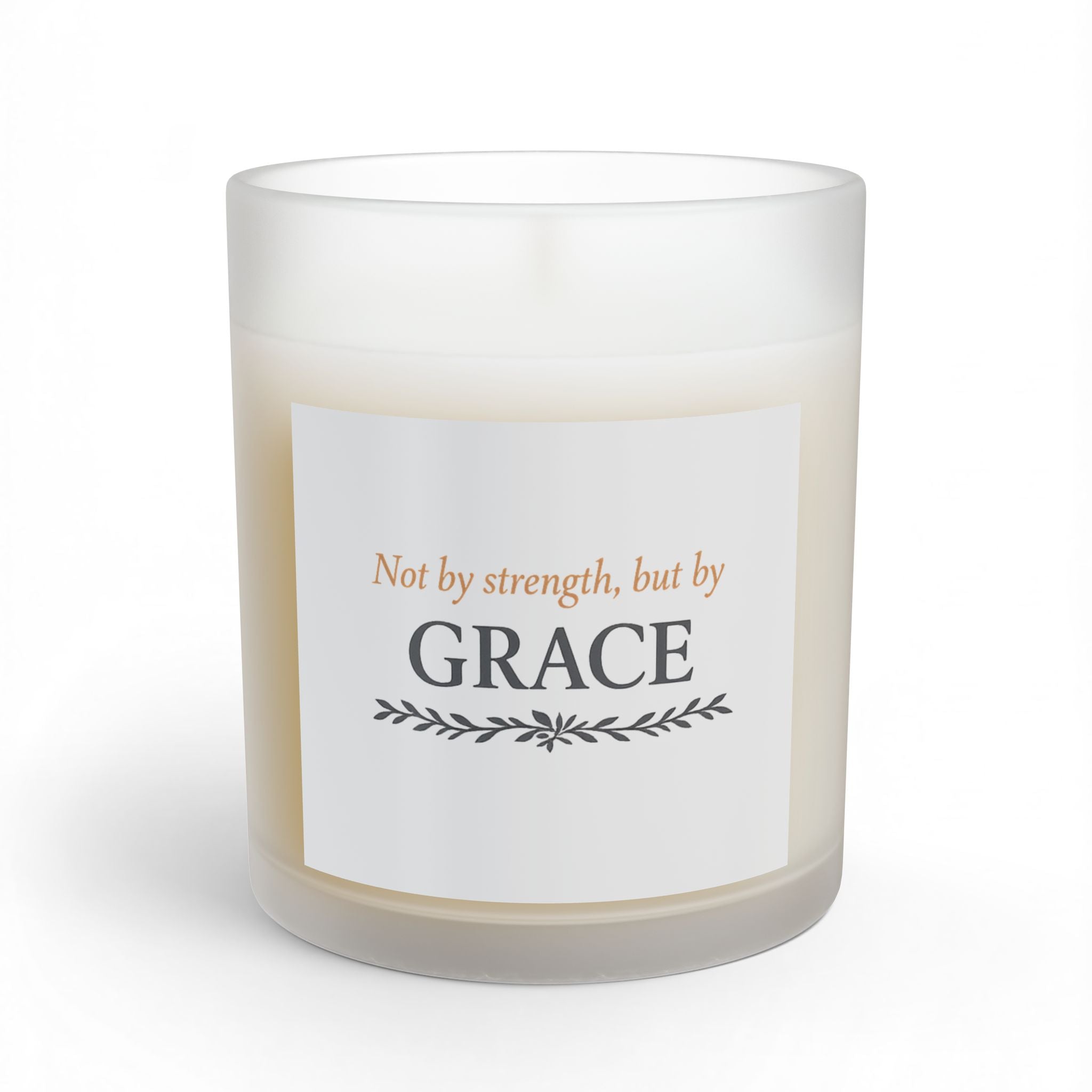 Grace Inspirational Glass Candle — "Not by strength, but by GRACE" 11oz