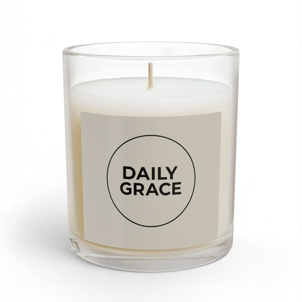 Daily Grace Glass Candle – 11oz Scented Jar Candle - Warm Stone (Minimal Circle Logo)