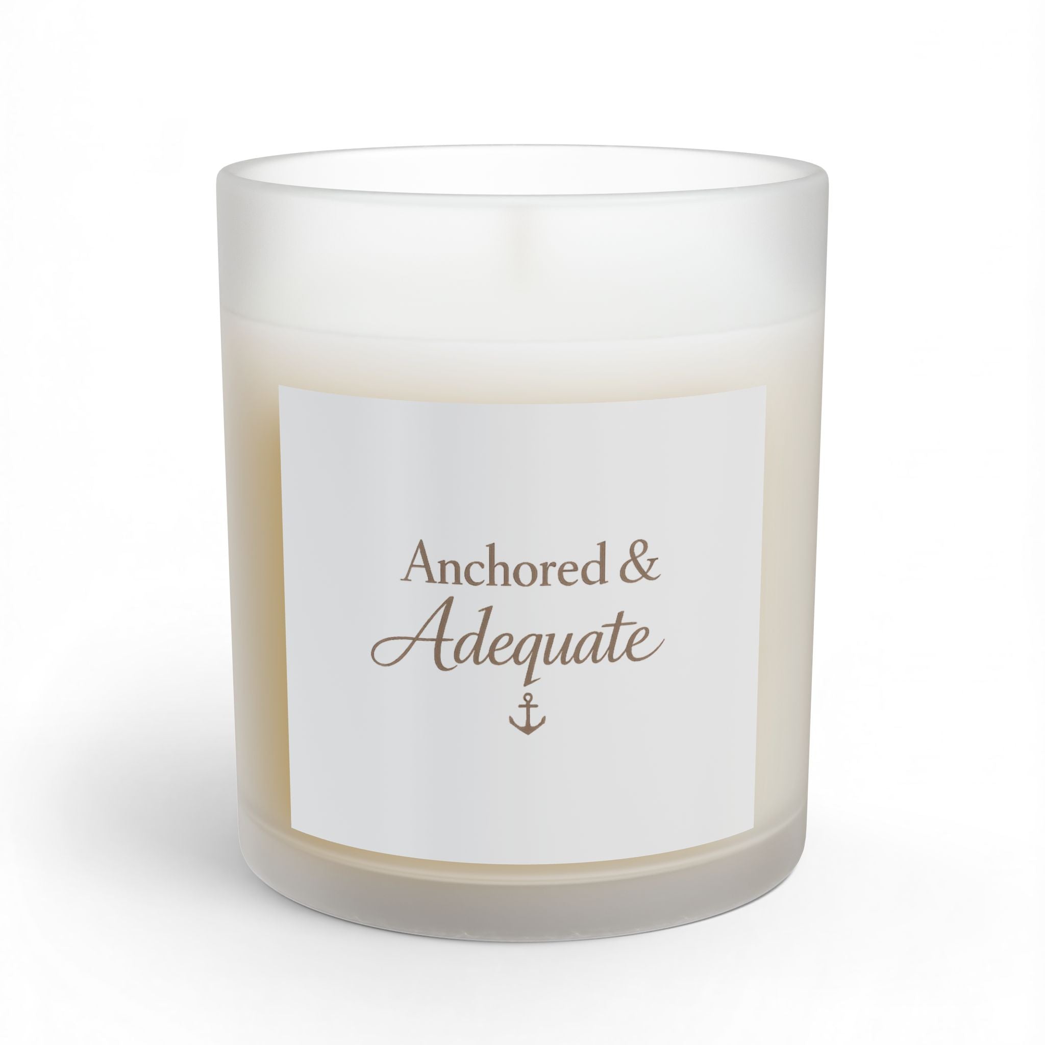 Anchored & Adequate 11oz Glass Candle – Nautical Anchor Scented Soy Candle, Relaxing Coastal Home Gift