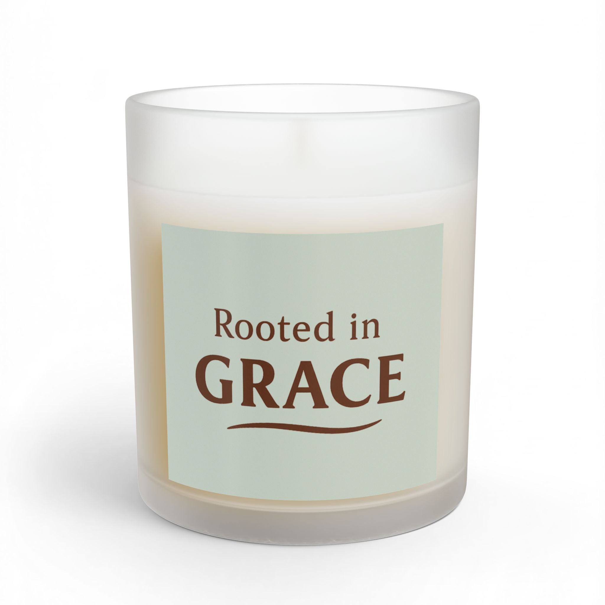11oz 'Rooted in Grace' Glass Candle — Inspirational Scented Gift - Pale Sage
