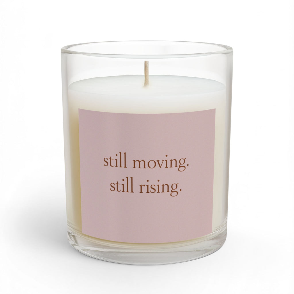 Glass Candle — "still moving. still rising." Inspirational Scented Candle (11 oz) - cloud cream