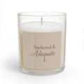 Anchored & Adequate Scented Glass Candle — 11oz Relaxing Coastal Decor Gift - soft parchment