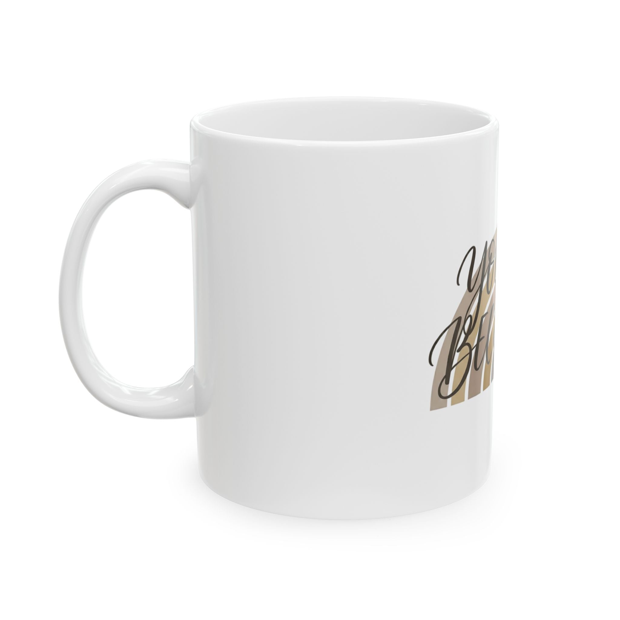 You Are Becoming Ceramic Mug — Inspirational Coffee Mug with Neutral Rainbow Design