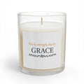 Grace Inspirational Glass Candle — "Not by strength, but by GRACE" 11oz