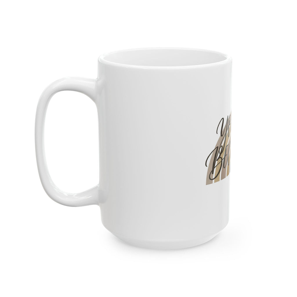 You Are Becoming Ceramic Mug — Inspirational Coffee Mug with Neutral Rainbow Design