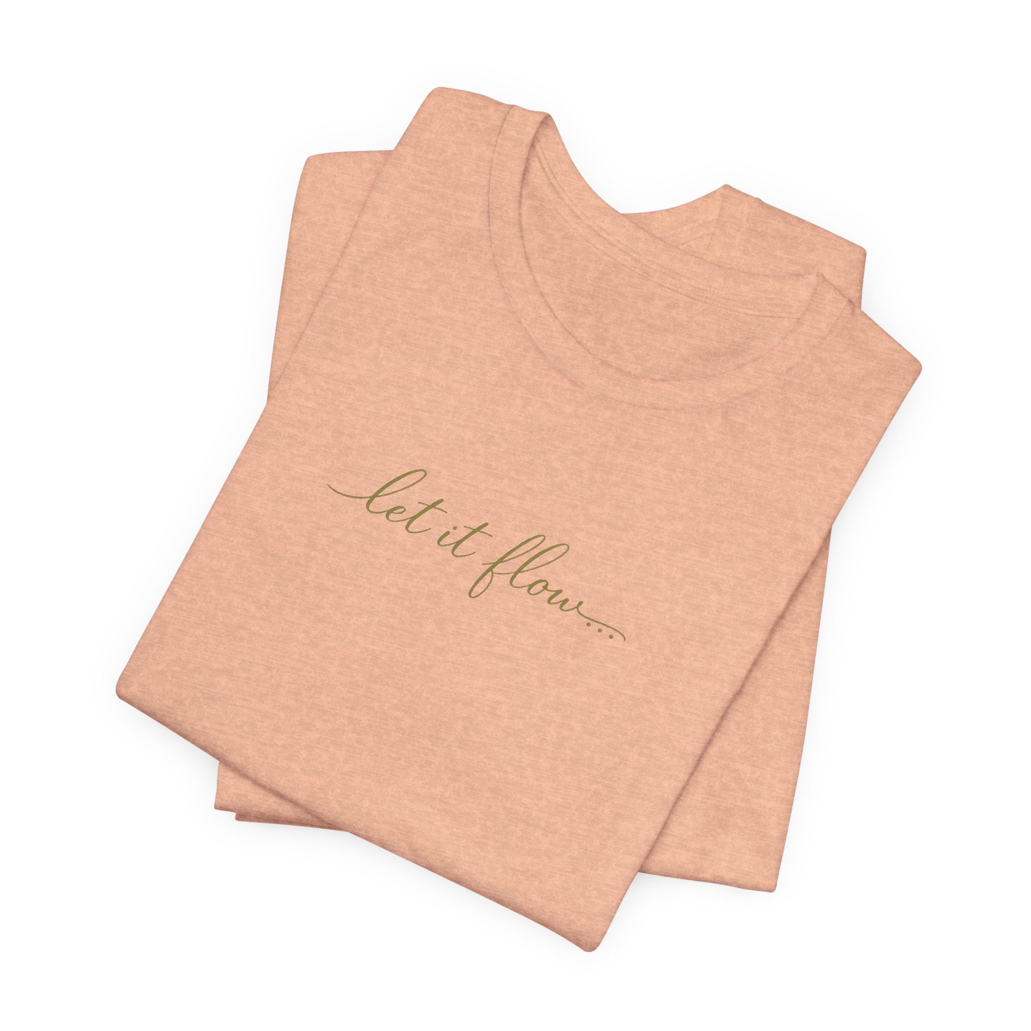 Let It Flow Minimal White Tee — Feminine Script Floral Vibe