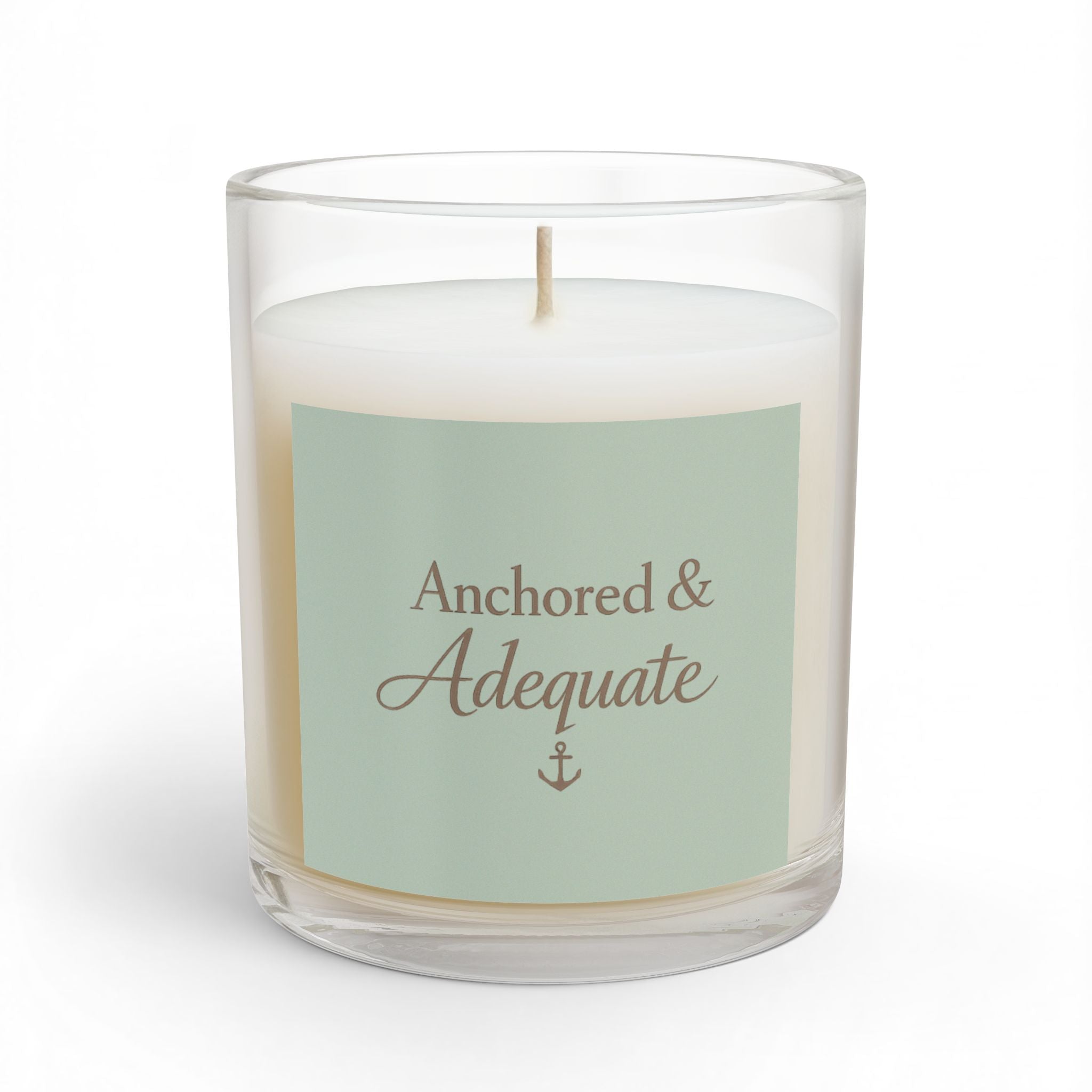 Anchored & Adequate Glass Candle — 11oz Calm Coastal Scented Candle (Gift for Moms & Self-Care) - soft sage neutral