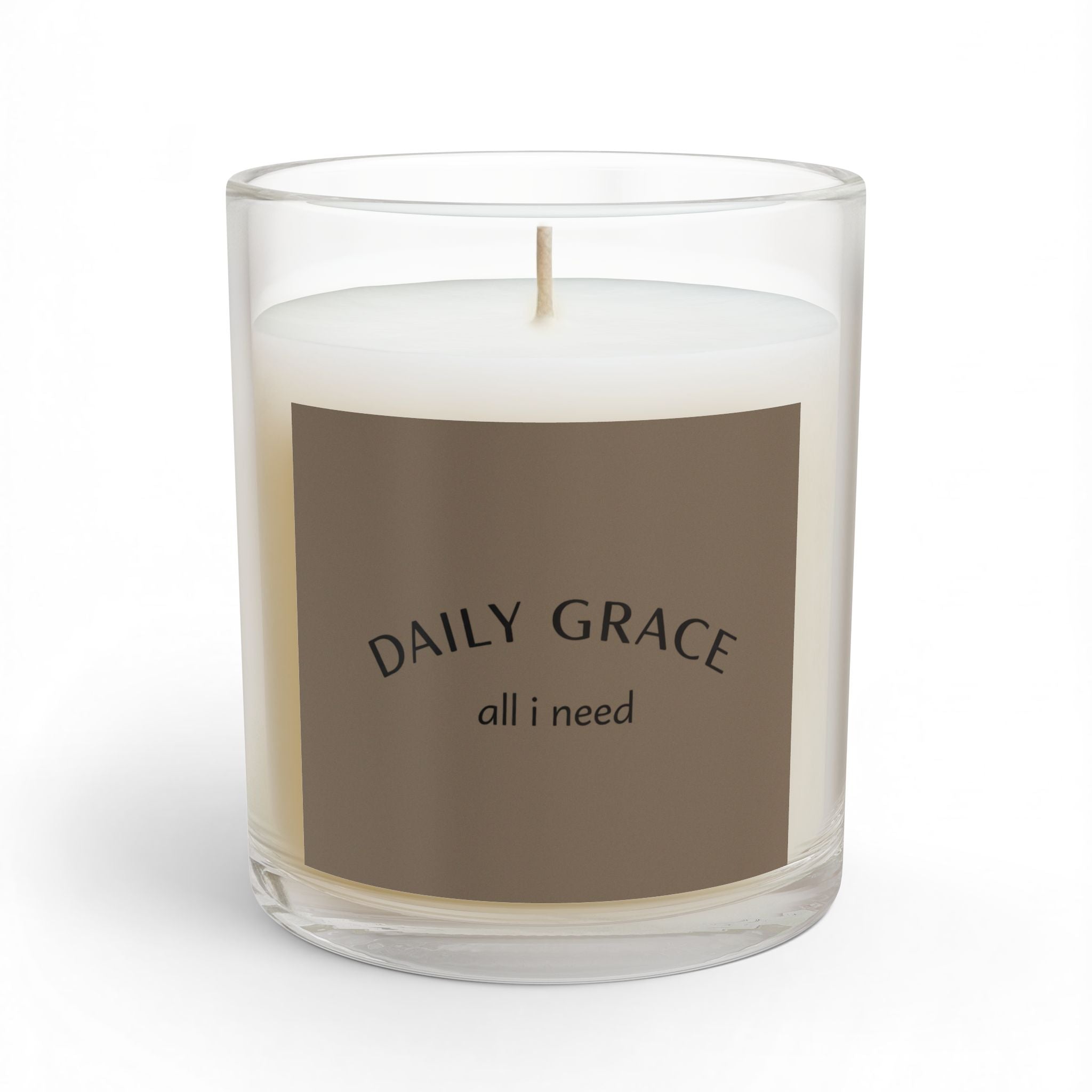 Glass Candle - "Daily Grace" all I need Scented 11oz | Calm Minimalist Home Decor Gift - Grounded Brown