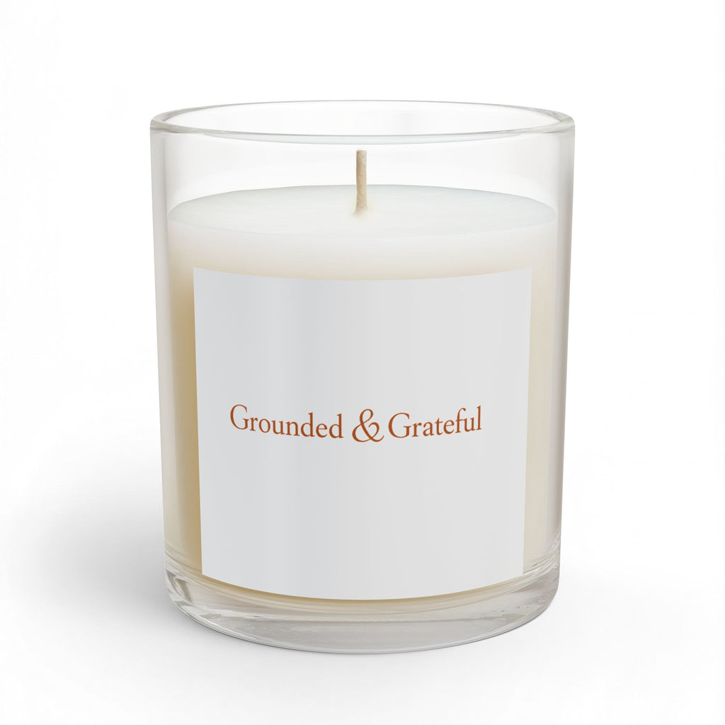 Grounded & Grateful Glass Candle — 11 oz Scented Jar for Relaxation, Mindfulness Gift