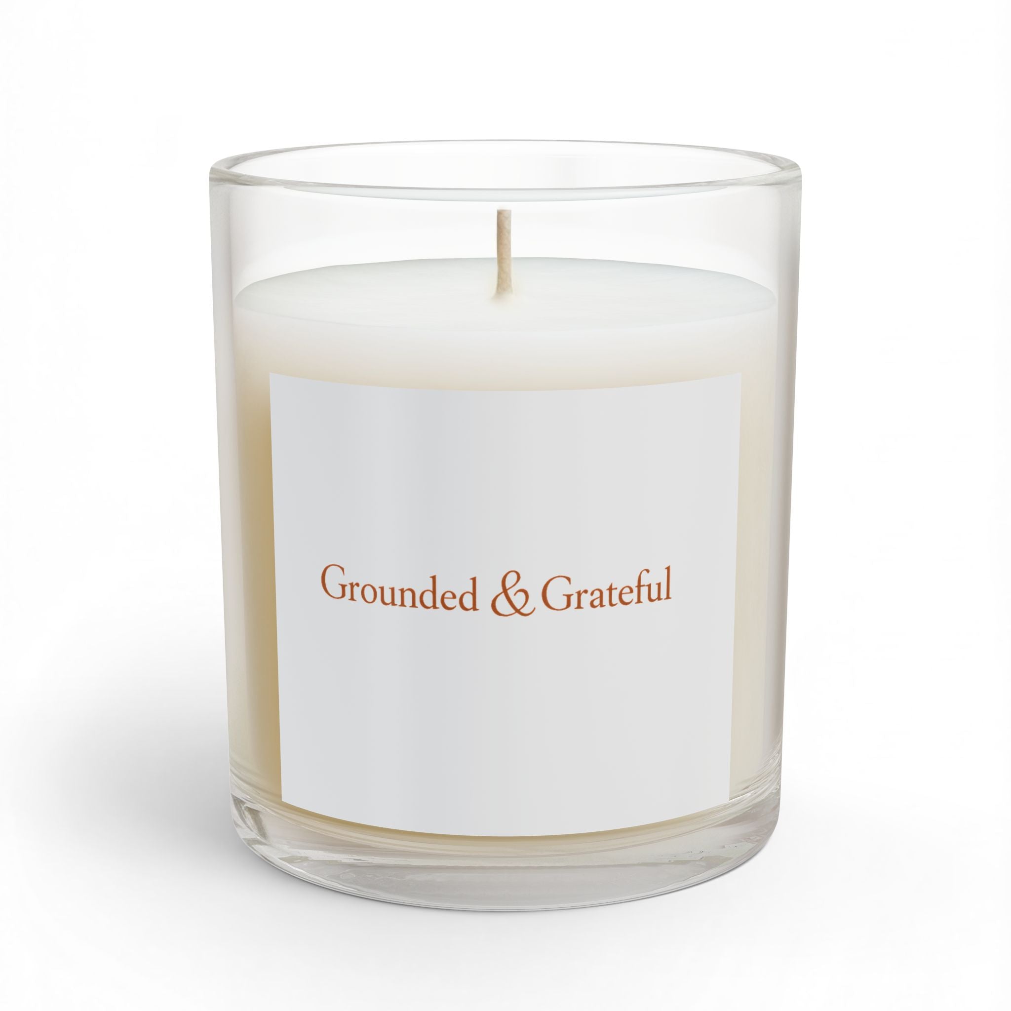 Grounded & Grateful Glass Candle — 11 oz Scented Jar for Relaxation, Mindfulness Gift