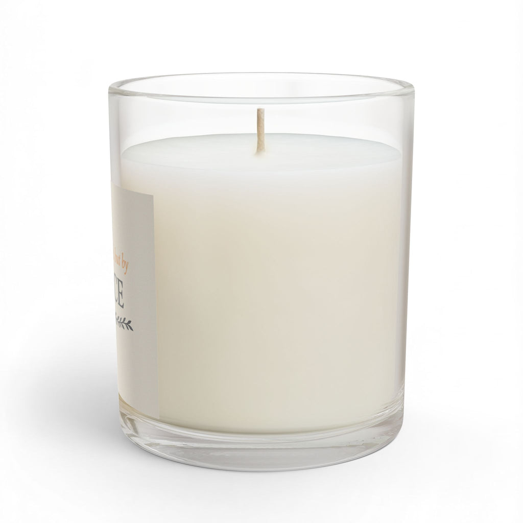 Grace Inspirational Glass Candle — "Not by strength, but by GRACE" (11 oz) - Warm Stone