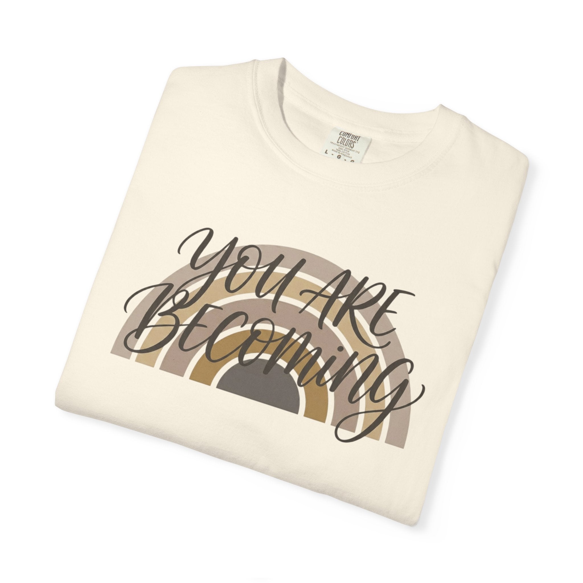 You Are Becoming Retro Rainbow T-Shirt — Inspirational Boho Graphic Tee