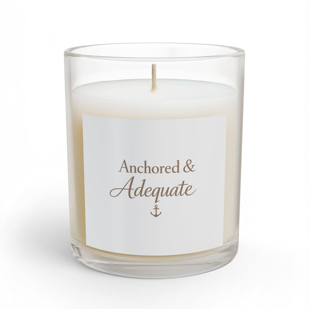 Anchored & Adequate 11oz Glass Candle – Nautical Anchor Scented Soy Candle, Relaxing Coastal Home Gift