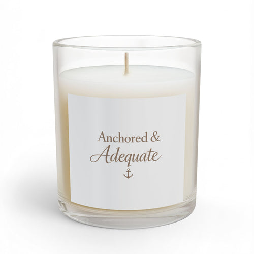 Anchored & Adequate 11oz Glass Candle – Nautical Anchor Scented Soy Candle, Relaxing Coastal Home Gift