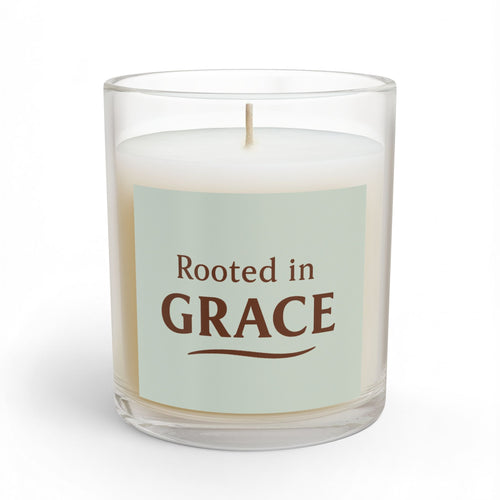 11oz 'Rooted in Grace' Glass Candle — Inspirational Scented Gift - Pale Sage