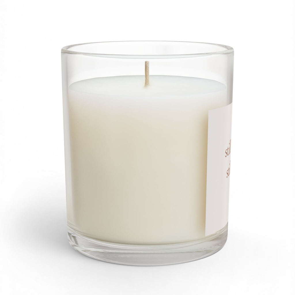 Inspirational Glass Candle — "still moving. still rising." 11oz - airy blush cream
