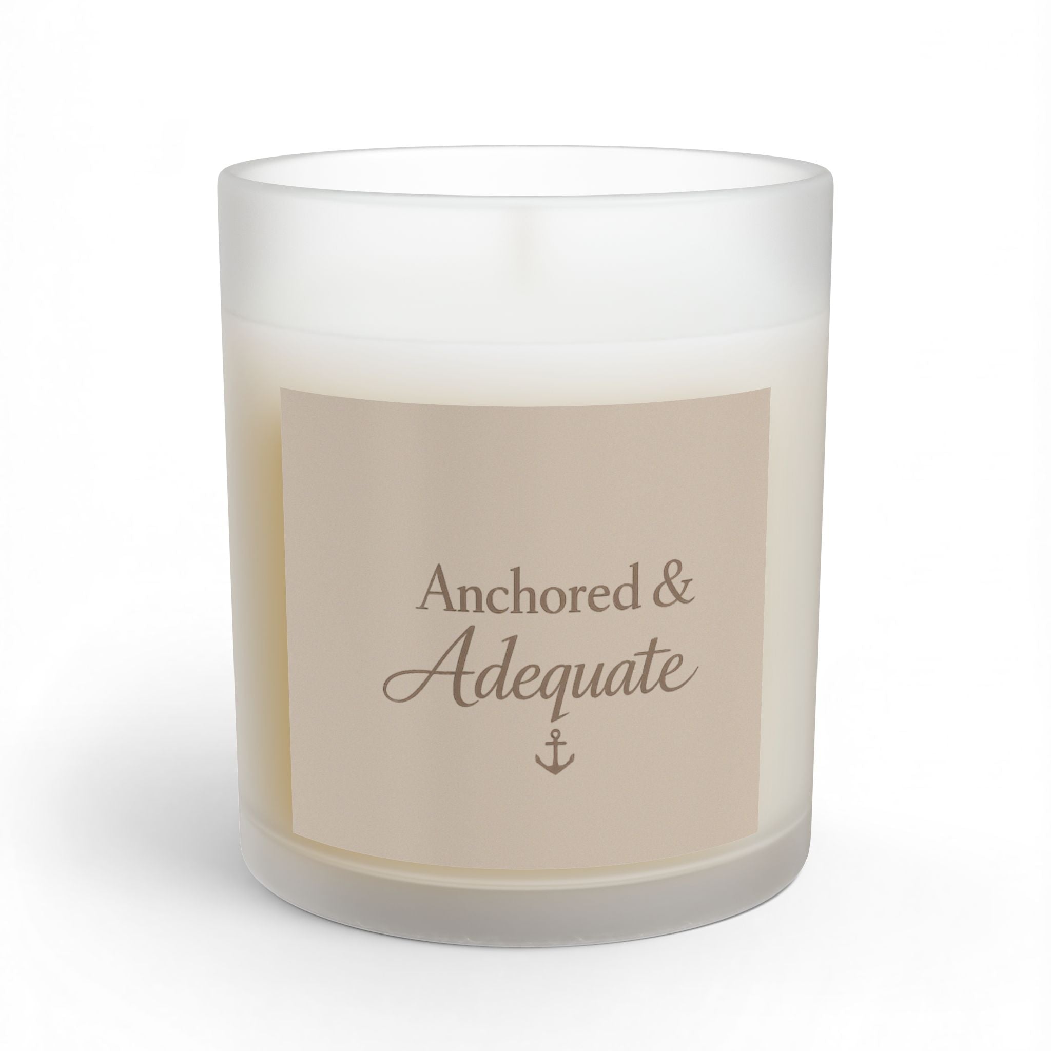 Anchored & Adequate Scented Glass Candle — 11oz Relaxing Coastal Decor Gift - soft parchment